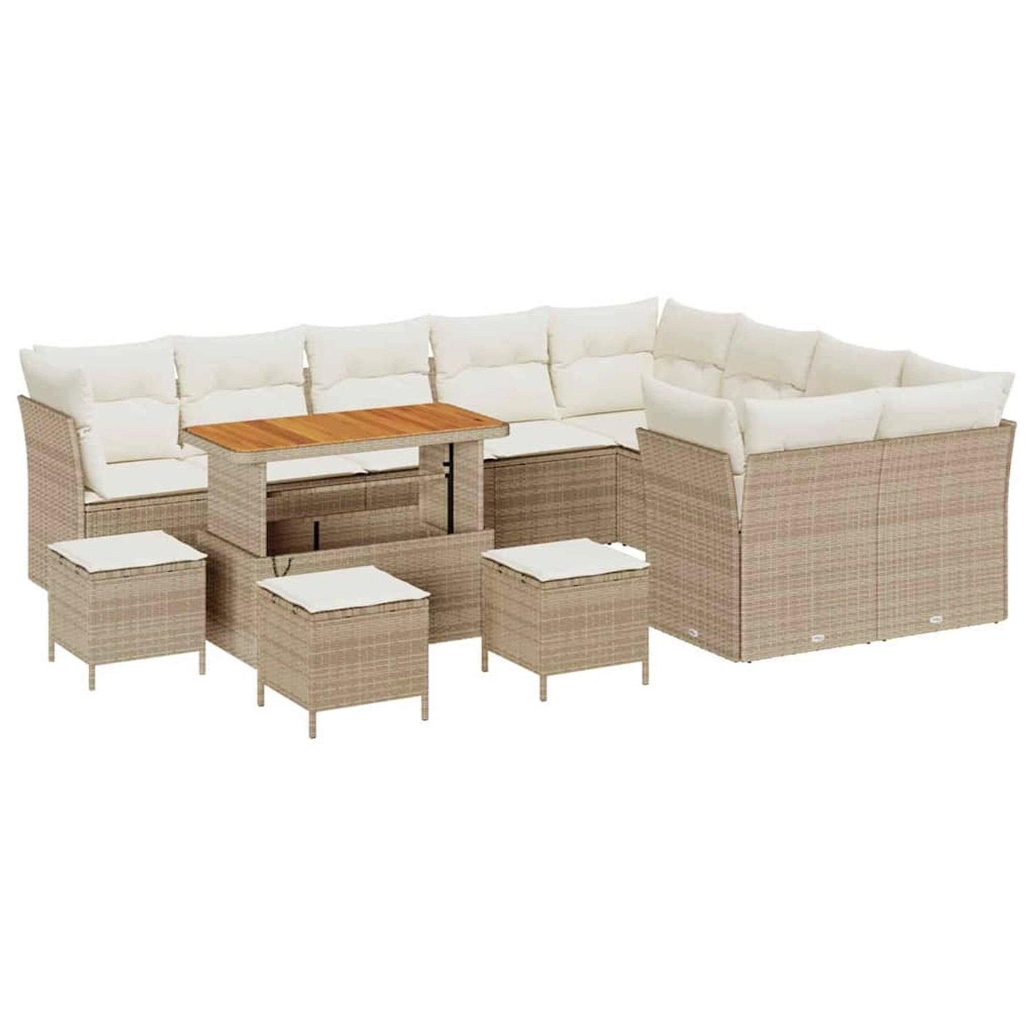 vidaXL Garten-Sofa-Set 13-Tlg Beige Poly Rattan 3361531 günstig online kaufen