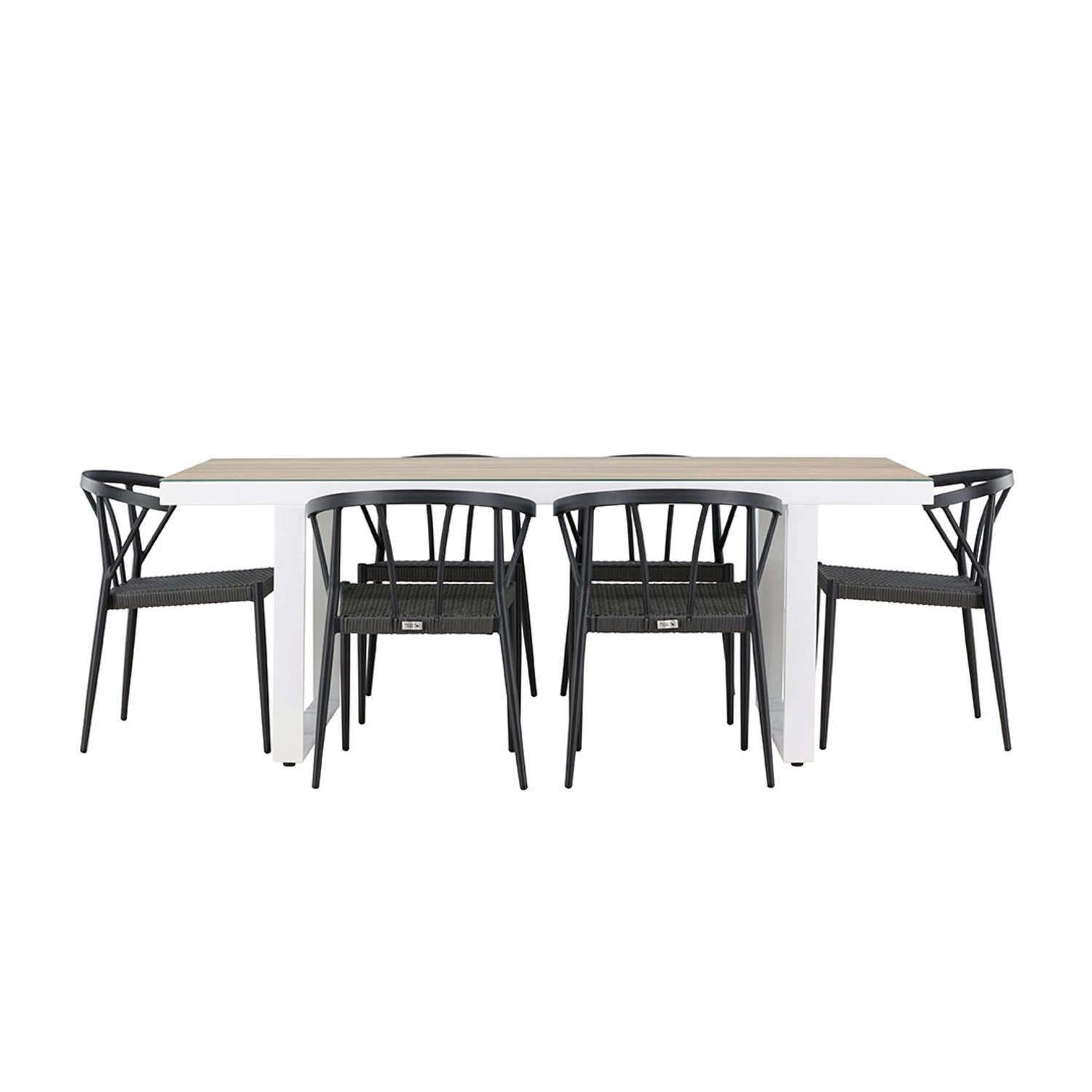 ebuy24 MerloStina Gartenset 1 Esstisch 6 Stühle Weiß Tisch cm H75xB90xT200 günstig online kaufen
