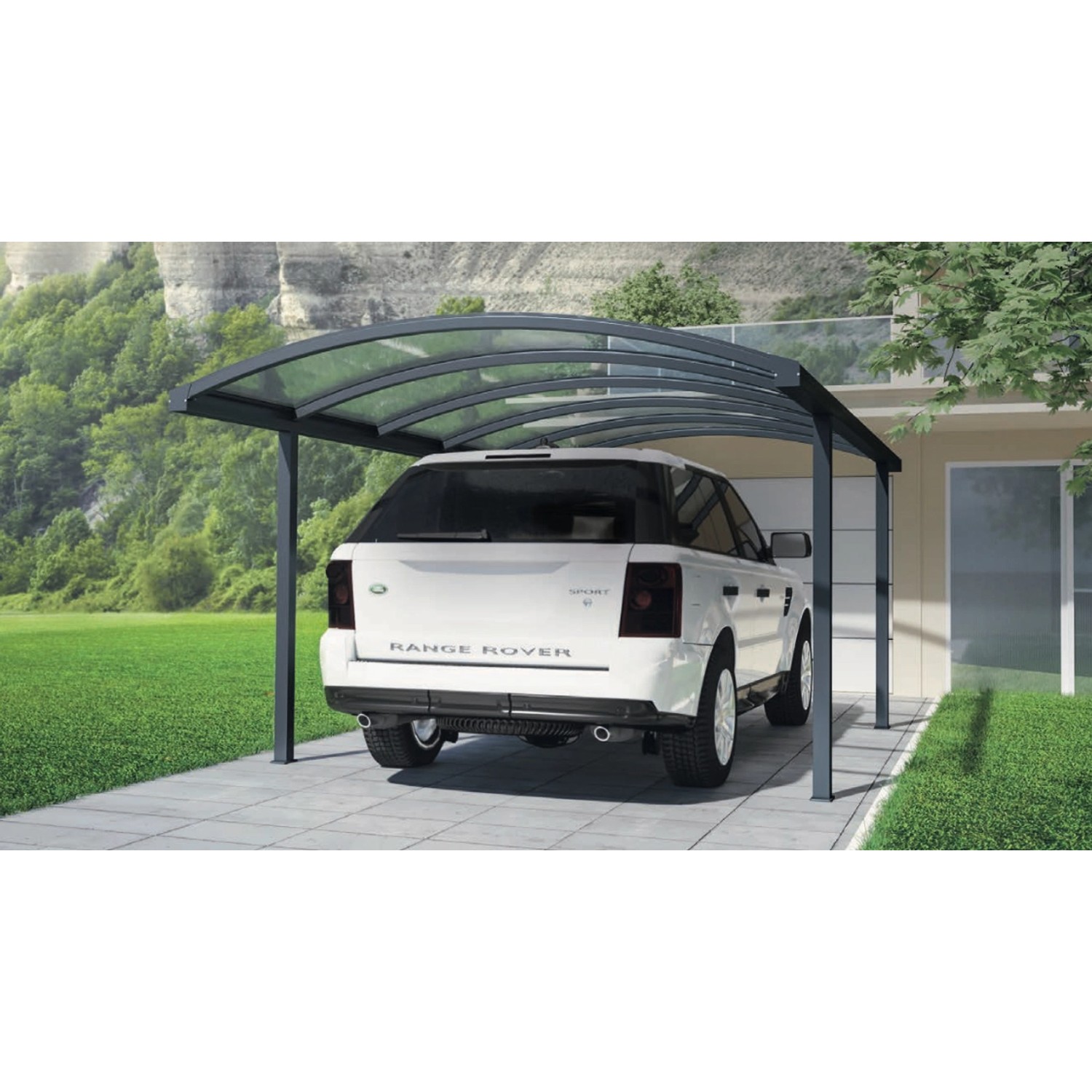 Gardengate Carport Suncar Aluminium Pulverbeschichtet Anthrazit Gebogen