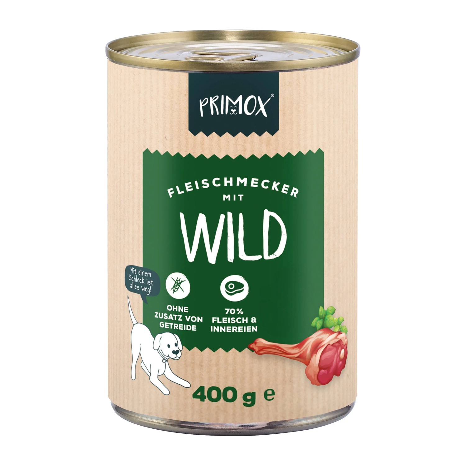 Primox Hunde-Nassfutter Fleischmecker mit Wild 400 g