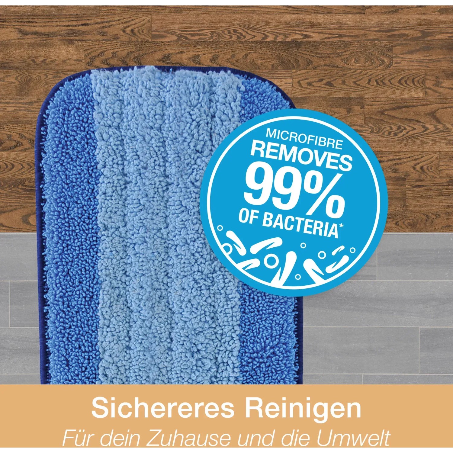 Bona Spray Mop für geölte Böden mit blauem Mikrofaser-Pad zur Reinigung und Pflege von Holzböden.