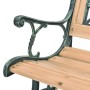 Detailansicht: VidaXL Gartenbank aus Holz mit Armlehne aus Schmiedeeisen.