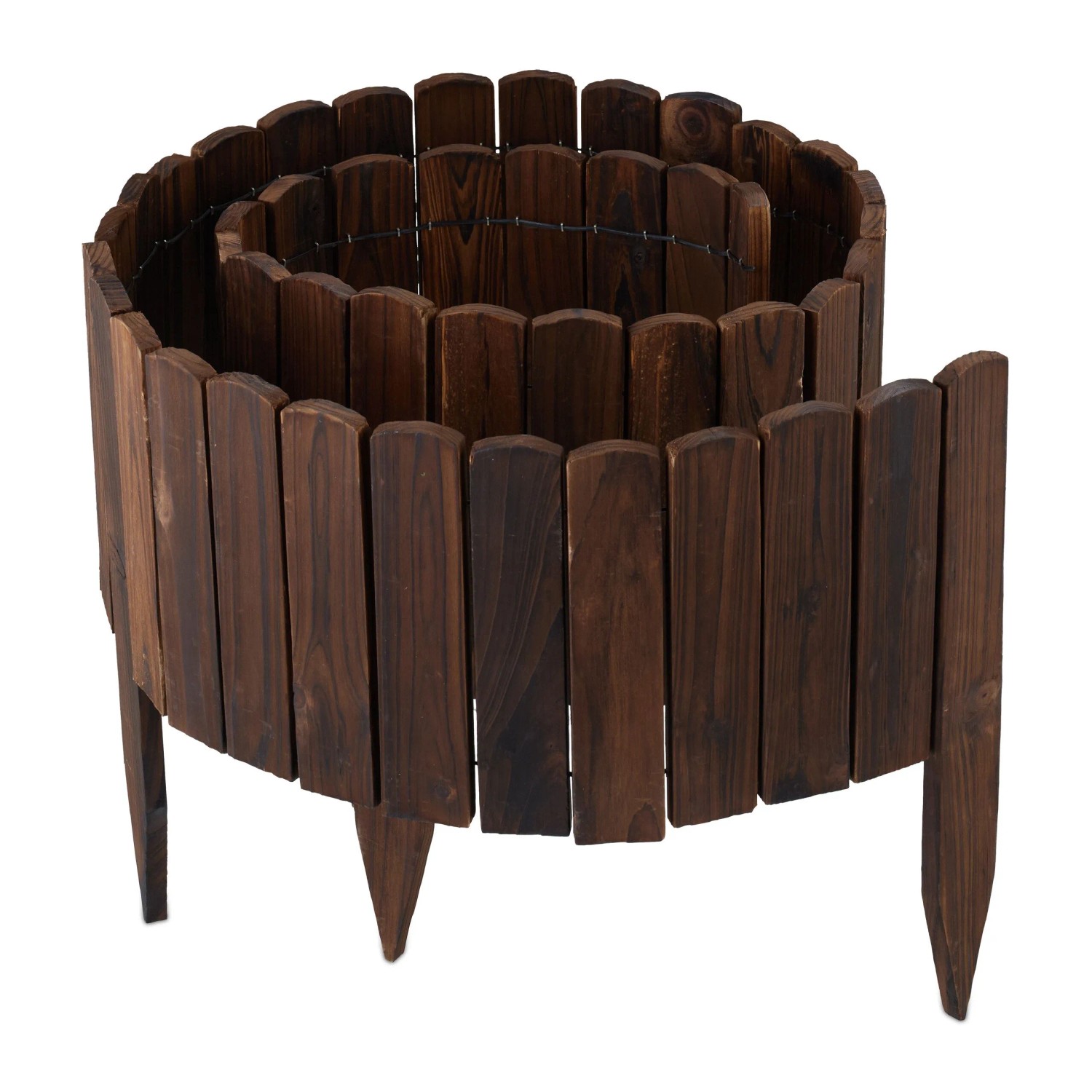 Relaxdays Beeteinfassung Tannenholz Dunkelbraun Flexibel 200 cm x 40 cm
