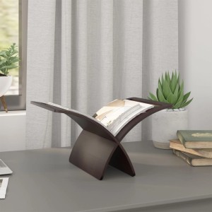 Freistehender, brauner vidaXL Zeitungsständer aus Holz für Wohnzimmer und Büro.