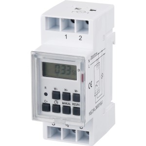 Digitale Wochenzeitschaltuhr in Weiß für Schaltschränke, zur Hausfunksteuerung.