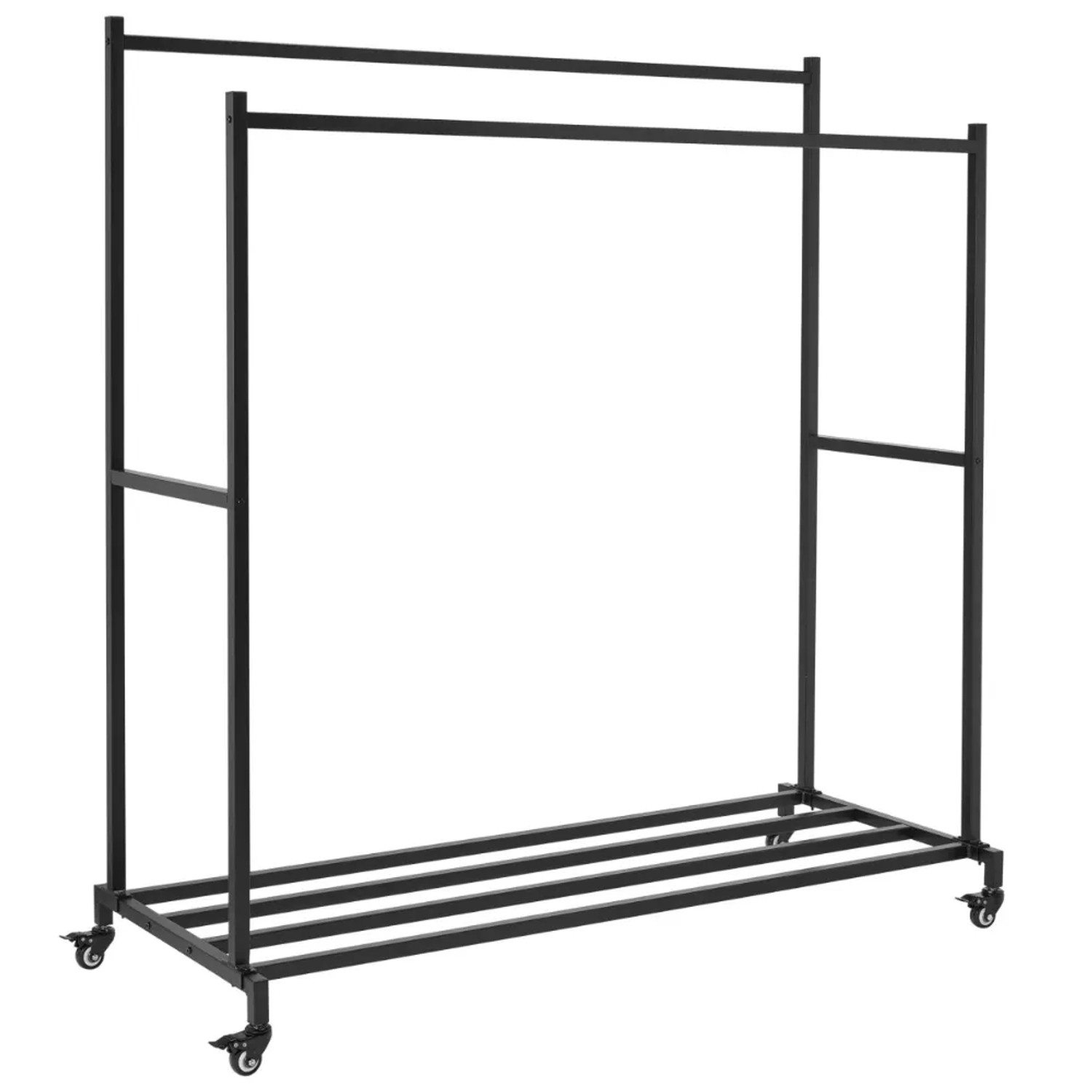 DELUKE Kleiderständer LEO 150x62x160cm Metall Schwarz Kleiderstange Jackenständer Klamottenständer