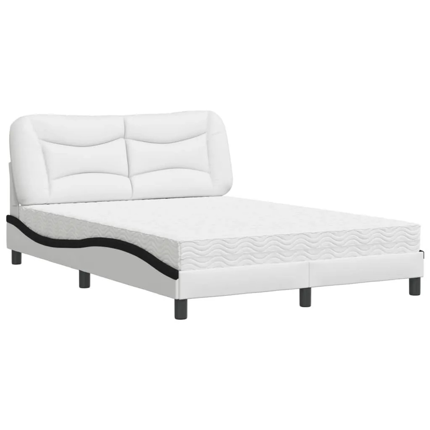 vidaXL Bett mit Matratze Hvar Weiß und Schwarz 140x200 cm Kunstleder 3208730