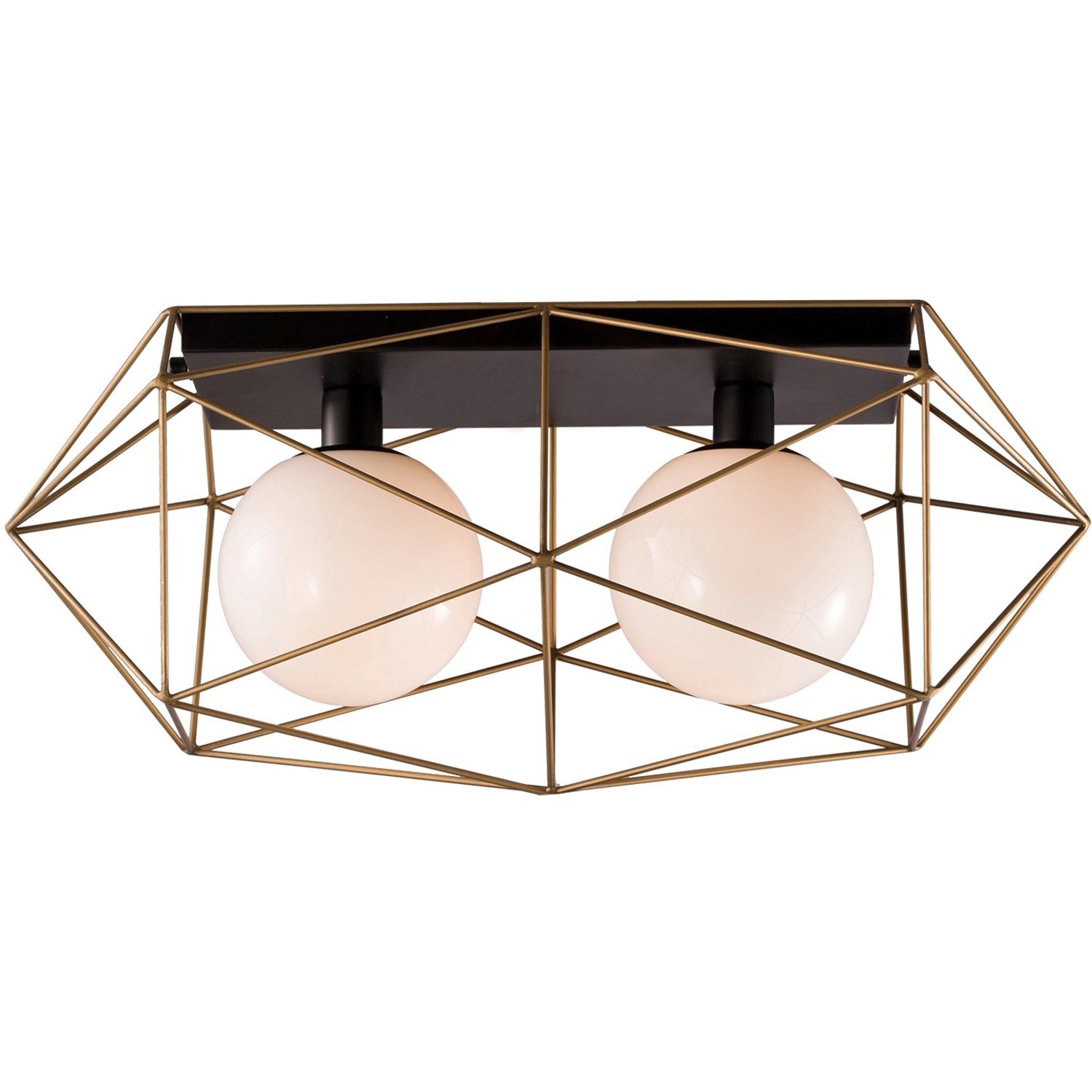 Luce Design Deckenleuchte Abraxas 2-flammig Gold-Schwarz 30 cm x 60 cm günstig online kaufen