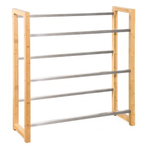 KARAT Bambus Flaschenkastenständer Flash, Lagerregal aus Bambus und Edelstahl.