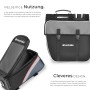 Tectake Set Fahrradtasche Georg und Fahrradrahmentasche  Große Fahrradtasche Mit 2 Fächern Rahmentasche Mit Touch Handyfach 18 x 8 5 x 8 5 cm 18 x 8 5_3