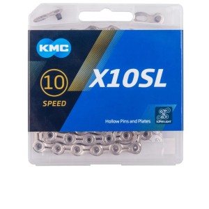 KMC X10SL 10-fach Kette, silber, 114 Glieder, leicht und haltbar für Fahrräder.
