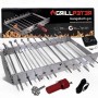 Grillpeter Mangal Edelstahl Schaschlickgrill Set mit 11 Spießen, Motor und Powerbank.