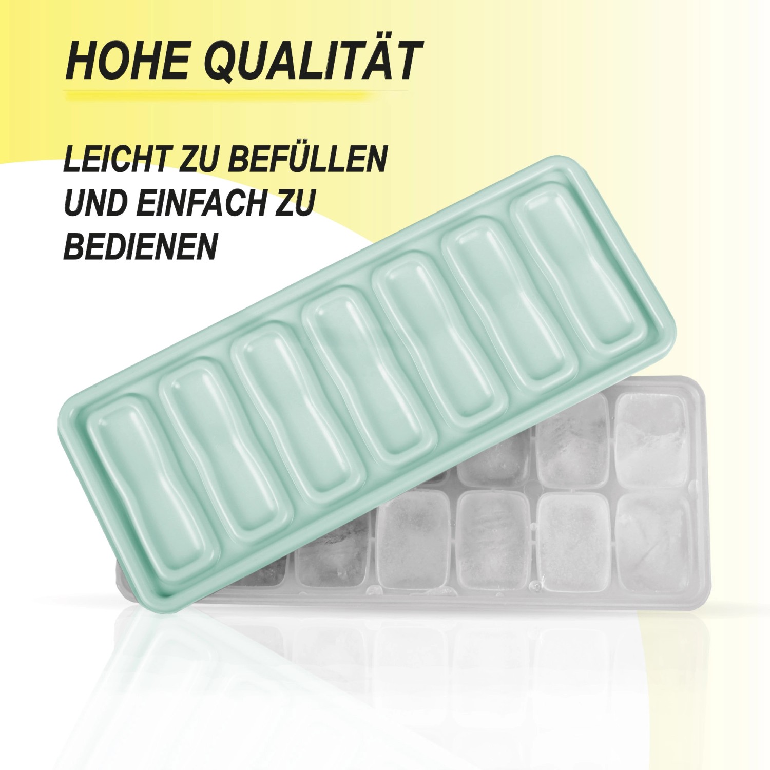 Bestgoodies Eiswürfelform, 4er Set, grün, mit Deckel, für 14 Eiswürfel. Küchenhelfer.