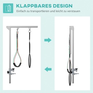 PawHut Fellpflegearm mit Klemme und Haunch-Halter, höhenverstellbar und leicht zu verstauen.