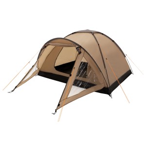 ECD Germany Campingzelt für 3 Personen in Khaki, Beige und Grau. Igluzelt mit Vordach.