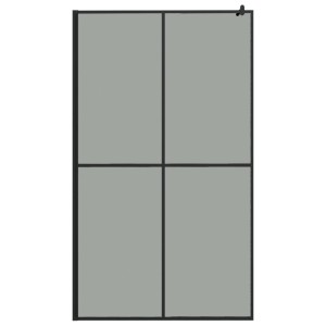 vidaXL Duschwand, 118x190cm, dunkles Glas, schwarzer Rahmen für Walk-In Dusche.