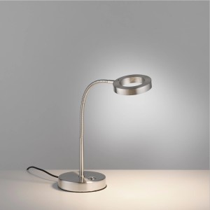 Moderne LED-Tischleuchte Hensko von Paul Neuhaus, Stahloptik, dimmbar.