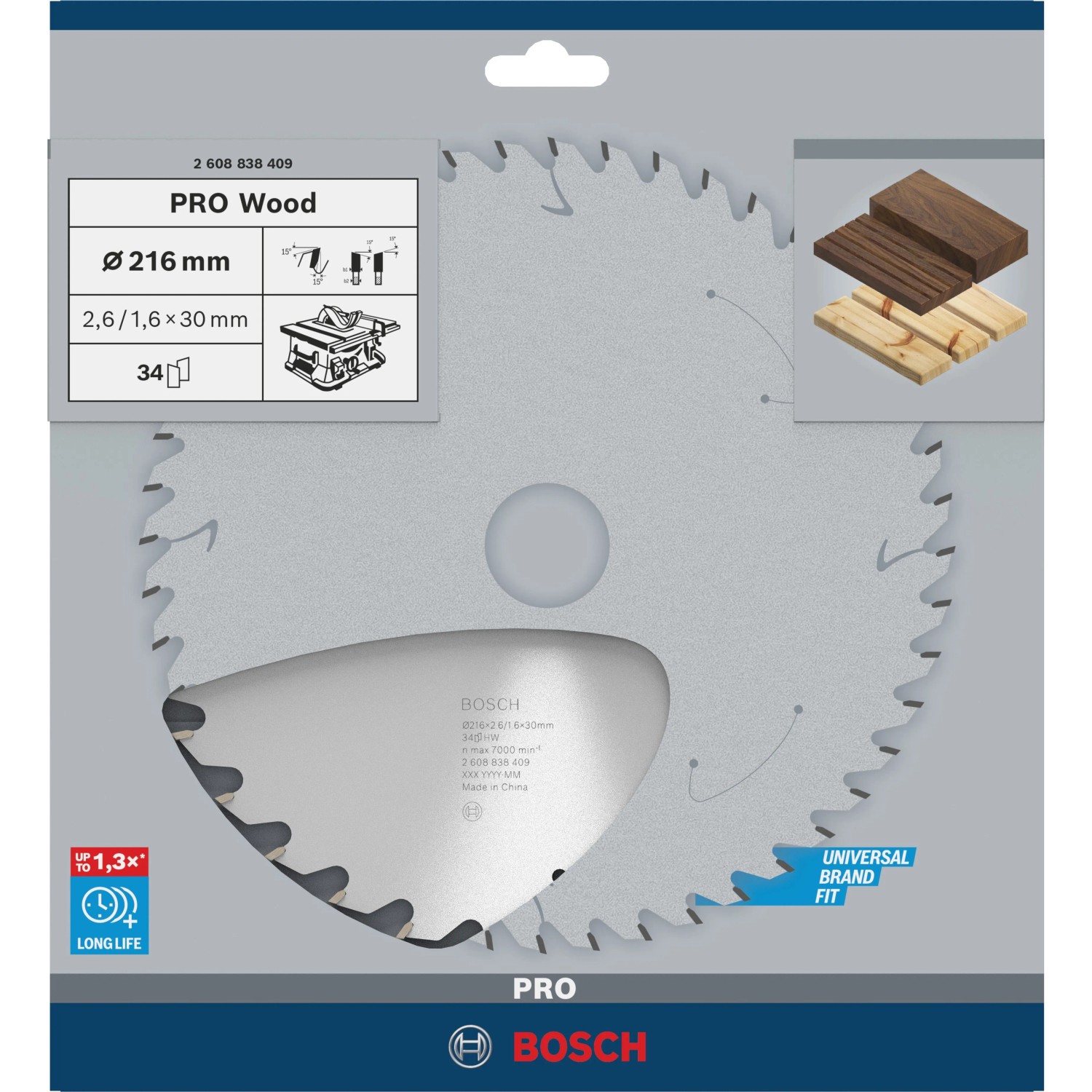 Bosch Kreissägeblatt Optiline Wood Ø 216 mm x 30 mm x 2,6 mm /1,6 mm 34 Zähne_2