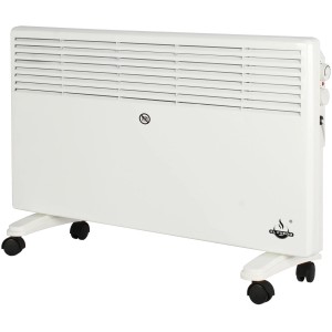 Weißer El Fuego Heizkonvektor, 2000 W, mobil mit Rollen. Elektrisches Heizgerät mit Thermostat.