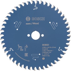Bosch Kreissägeblatt Expert for Wood, 165 mm, blau, für präzise Holzschnitte.