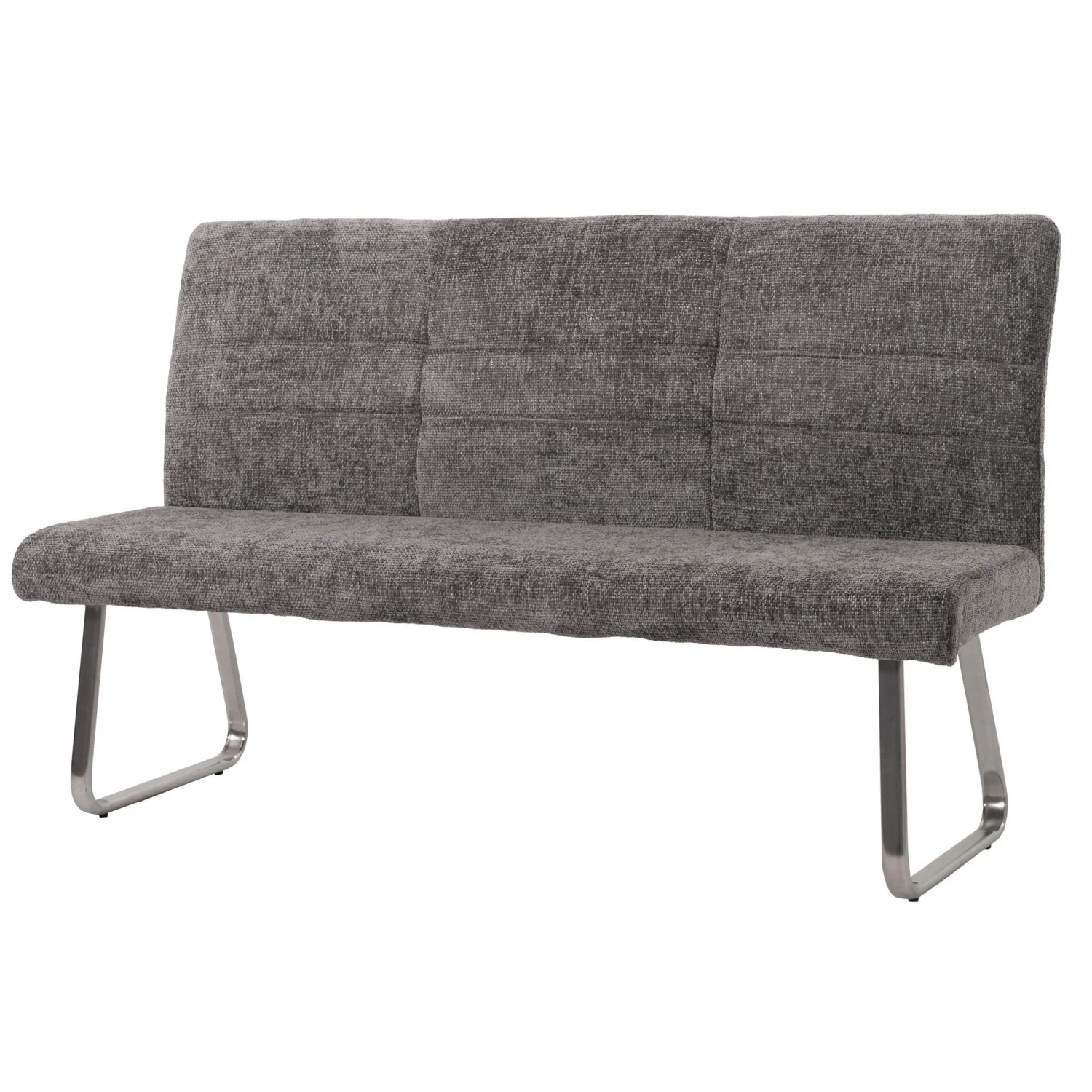 MCW Sitzbank G55 Edelstahl Gebürstet Stoff/Textil Chenille Öko-Tex 180cm Dunkelgrau