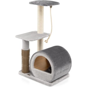 Costway Kletterbaum für Katzen Katzenmöbel Aus Bambus Grau 92cm