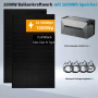 Anker SOLIX 1000W Balkonkraftwerk: zwei schwarze Solarmodule, graue Solarbank 1600Wh Speicher, schwarze Kabel.