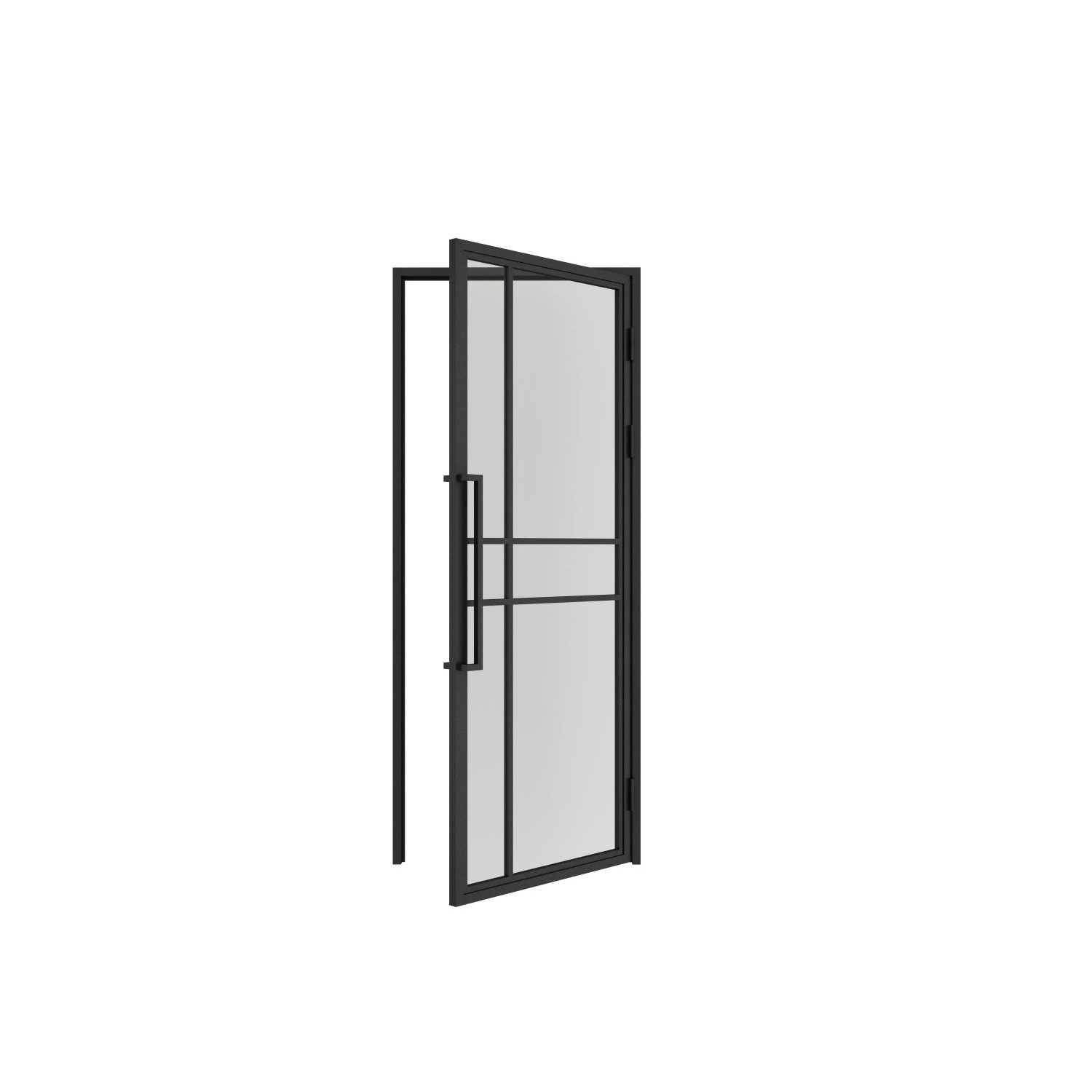inova Loft Glastür 830 x 2115 mm Klarglas Design DIN Rechts Komplettset Beschlag in Schwarz mit Griffstange und Zarge