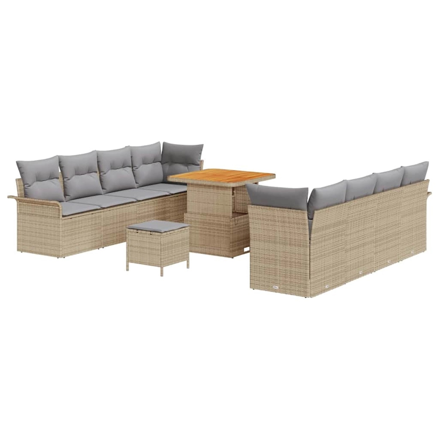 vidaXL Garten-Sofa-Set Höhenverstellbar 11-Tlg Beige Poly Rattan 3362107 günstig online kaufen