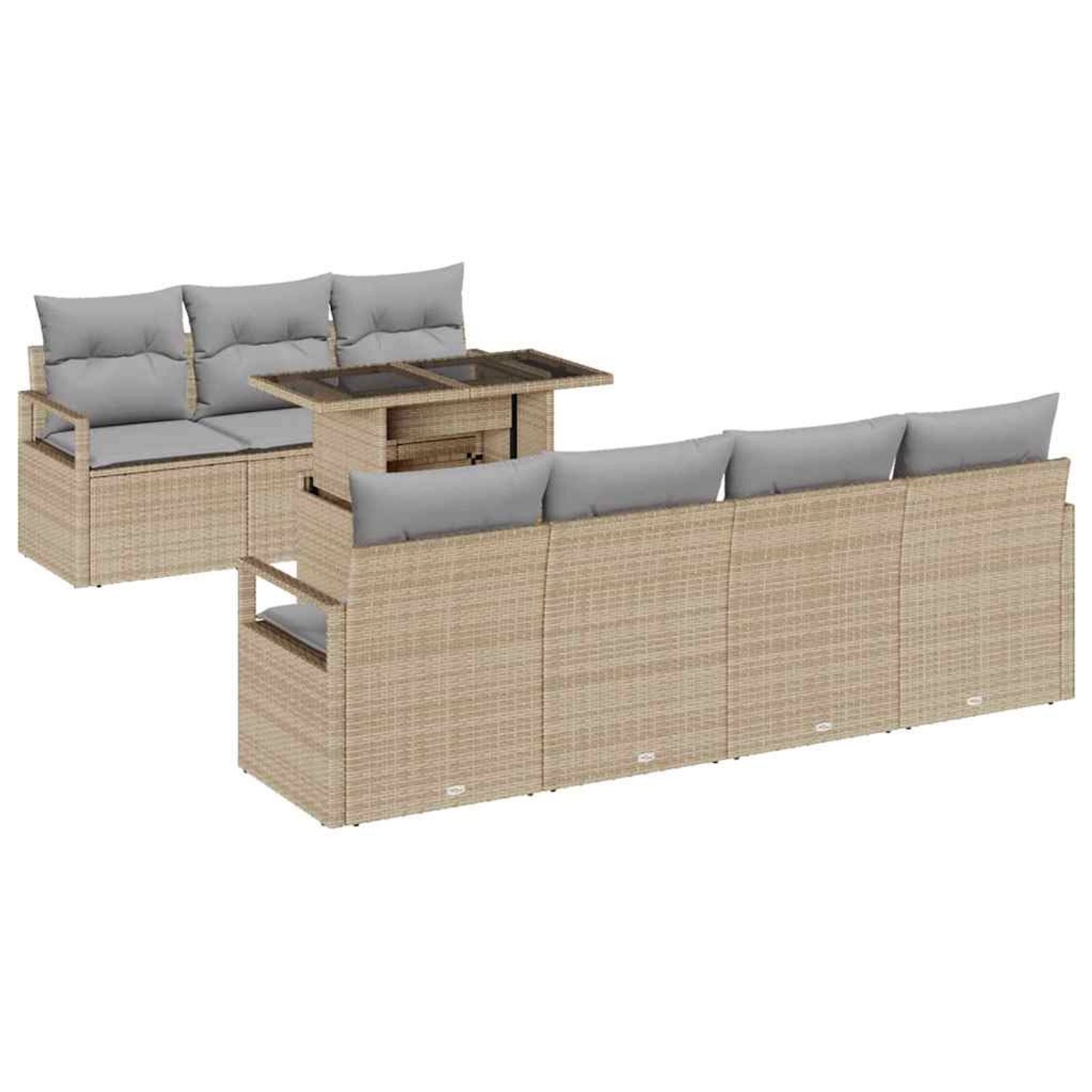 vidaXL Garten-Sofa-Set mit Speicher 8-Tlg Beige Poly Rattan 3357503 günstig online kaufen