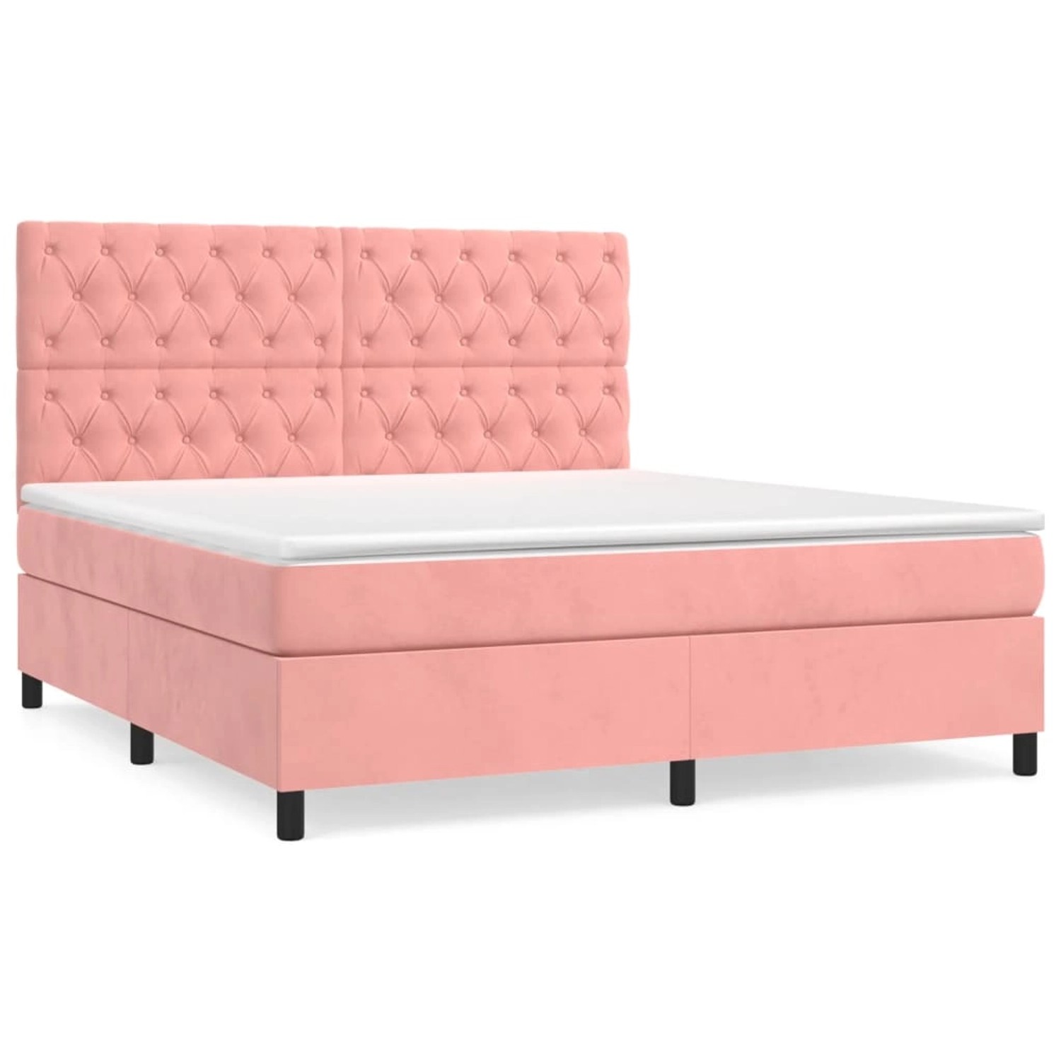 vidaXL Boxspringbett mit Matratze Rosa 160x200 cm Samt 3143216 günstig online kaufen