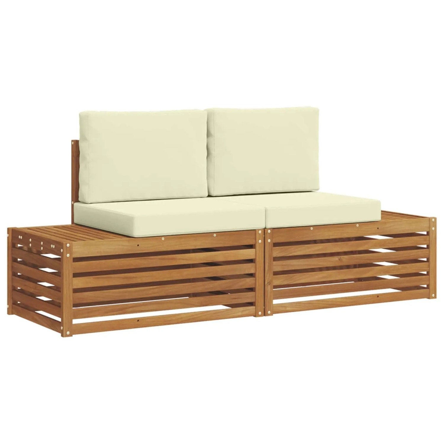 vidaXL Outdoor-Sofagarnitur mit Kissen 2 Stück Natur und Creme 3375430