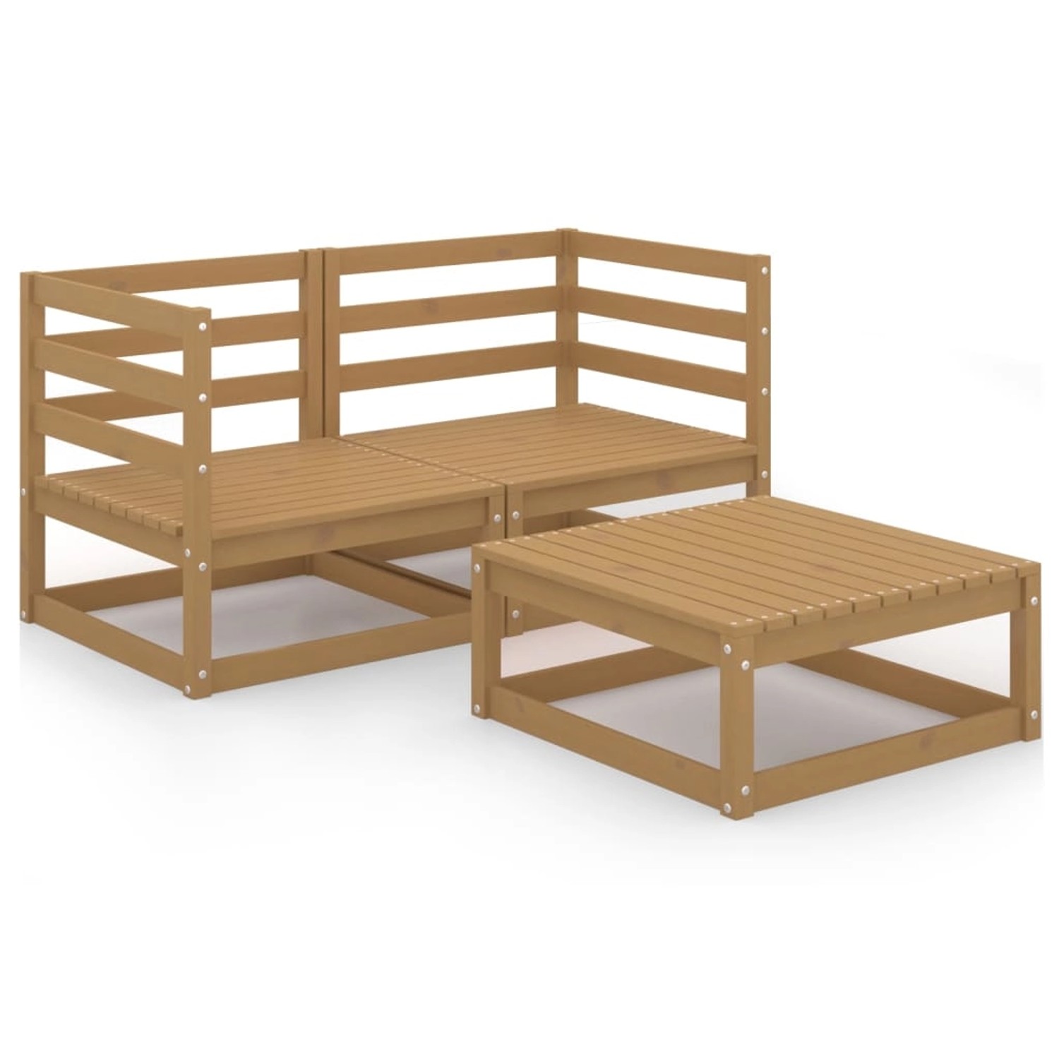 3-tlg. Garten-lounge-set Honigbraun Massivholz Kiefer günstig online kaufen