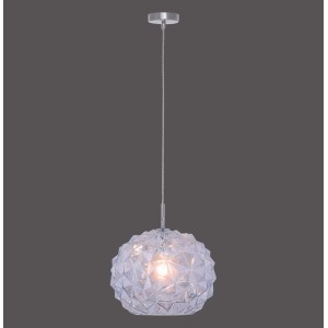 Blaue Paul Neuhaus Pendelleuchte Scarlett, 1-flammig mit einzigartiger Glasstruktur.