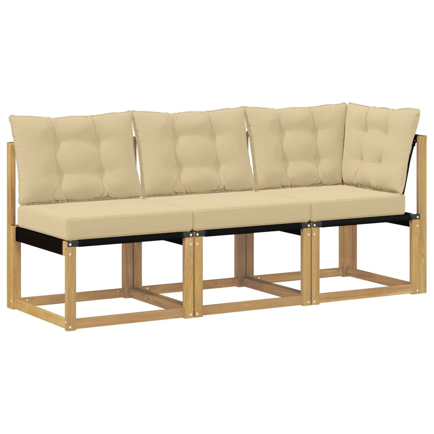 vidaXL Outdoor Mittel- und Ecksofa mit Kissen 3 Stück Weiß 901624