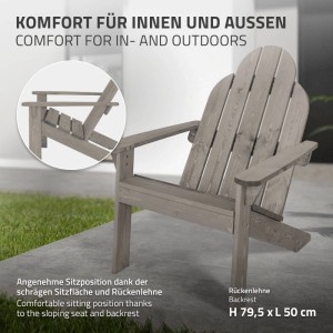 Grauer Adirondack-Stuhl aus Holz, 2er Set Gartenstühle für Garten und Terrasse.