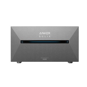 Graue Anker SOLIX Solarbank 2 E1600Pro Power Station für Balkonkraftwerke mit blauer Statusanzeige.