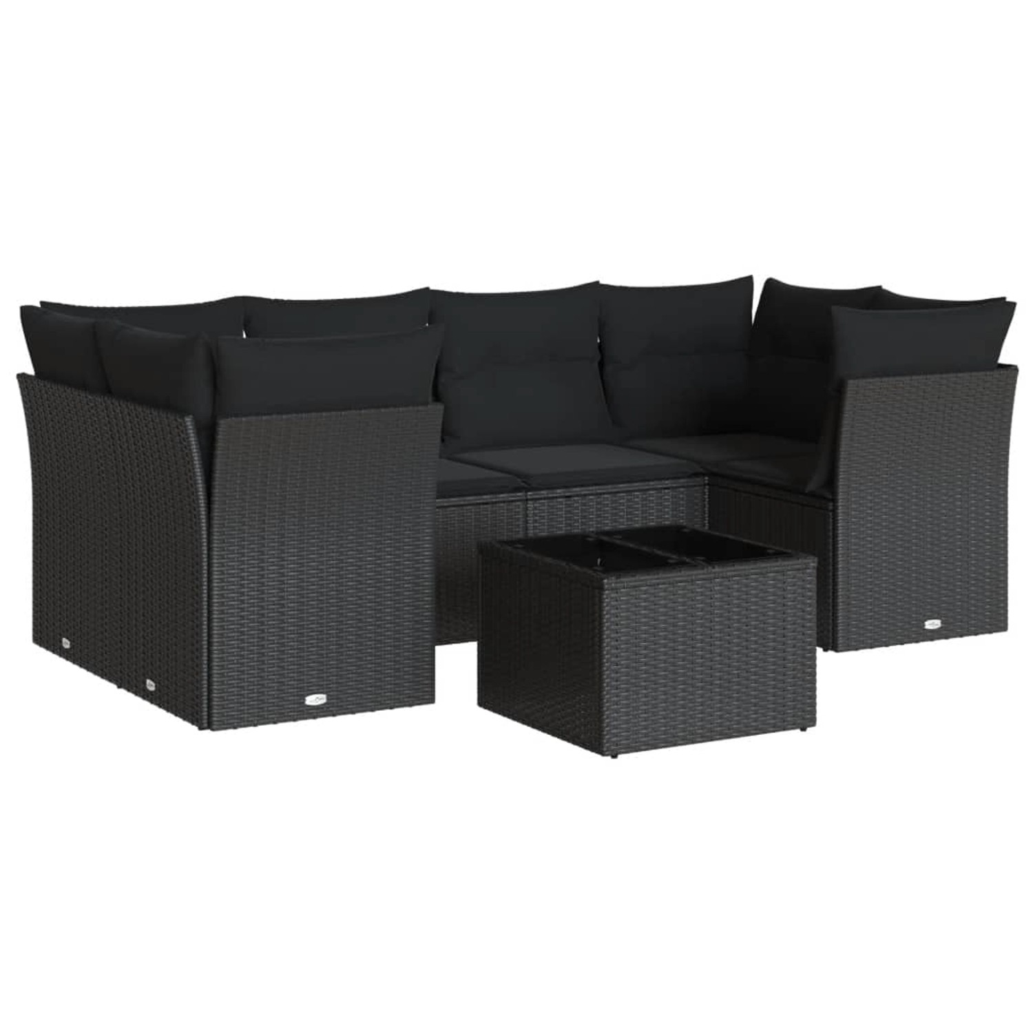 vidaXL 7-tlg Garten-Sofagarnitur mit Kissen Schwarz Poly Rattan Modell 38 günstig online kaufen