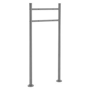 Freistehender, silberner Briefkastenständer aus Edelstahl von ML-Design, 120 cm hoch.