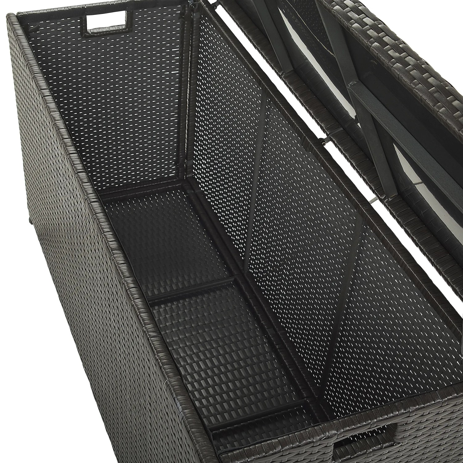 Dunkelbraune Beliani Truhe MODENA, 46x126x63 cm, für Auflagen und Kissen.