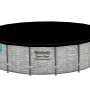 Bestway Stahlrahmenpool Set Power Steel Swim Vista, Ø 549 cm, grau, mit schwarzer Abdeckung.