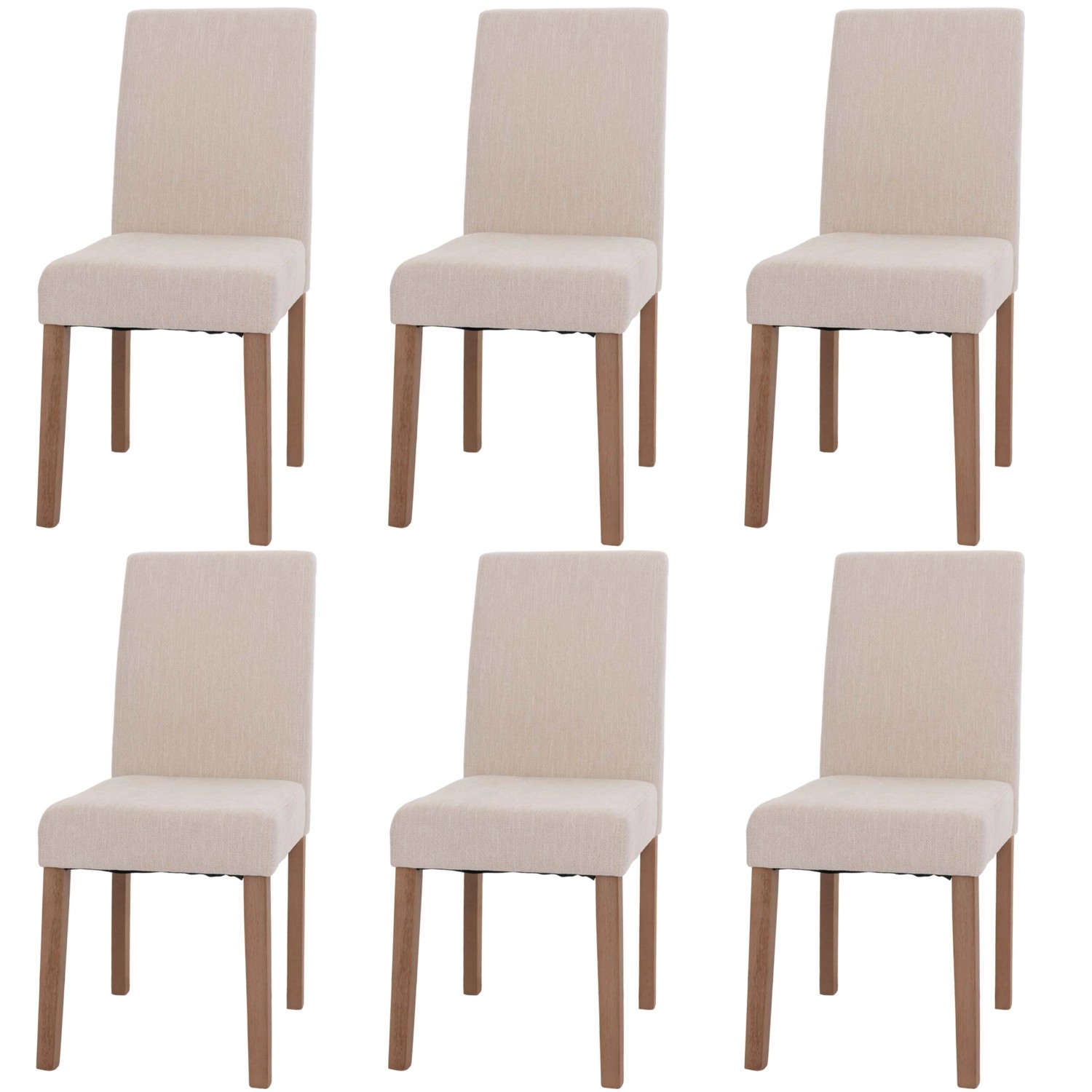 MCW Esszimmerstuhl Littau Chenille 6er-Set Creme Naturfarbene Beine günstig online kaufen