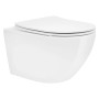Weißes, spülrandloses LuxeBath Hänge-WC mit Softclose-Sitz und Nano-Beschichtung.