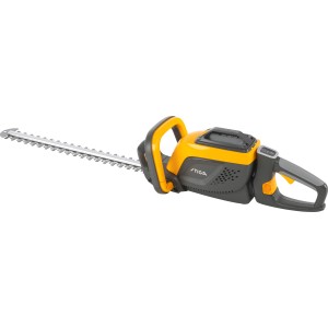 Stiga Akku-Heckenschere HT 500e mit Akku und Ladegerät, gelb/grau. Kabellose Heckenschere für präzise Schnitte.