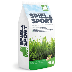 Sack Fepro Spiel- und Sport-Rasensamen, 5 kg, für strapazierfähigen Rasen.
