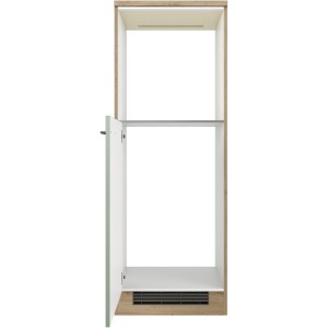 Flex-Well Exclusiv Demi-Geräteschrank Cara, 60cm, schilfgrün/Artisan Eiche, mit Nischen für Kühlgerät und Backofen.