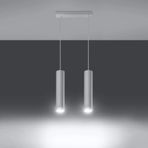 Weiße Sollux Lighting Hängeleuchte Lagos 2 mit zwei zylinderförmigen Lampen.