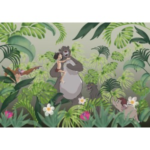 Disney Fototapete "Welcome To The Jungle" mit Mogli, Balu und weiteren Dschungelbuch-Figuren.