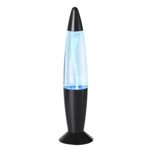 Schwarze Eglo LED-Tischleuchte Vortex mit blauem Wirbel und Glittereffekt. RGB-Beleuchtung für stimmungsvolle Akzente.