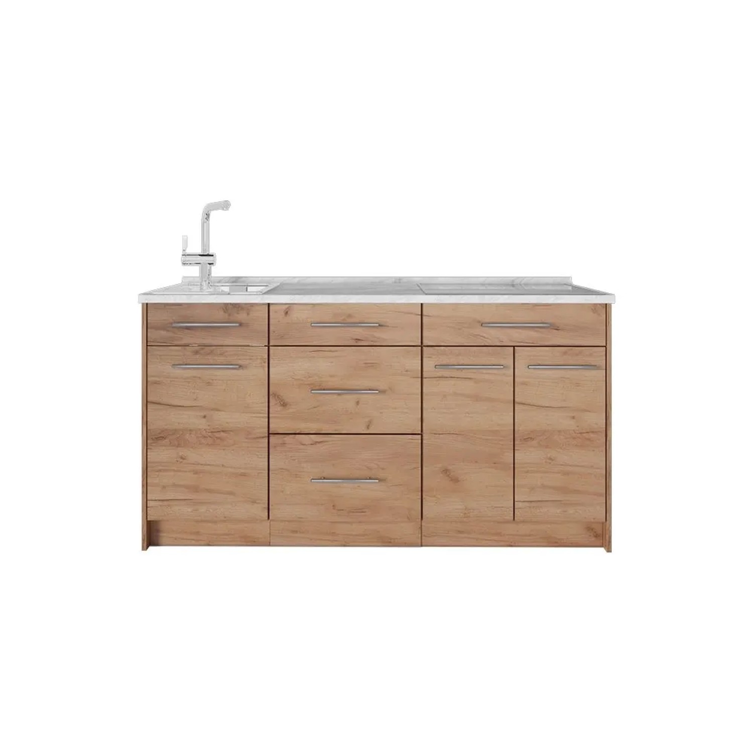 Vicco Küchenblock Fame-Line Goldkraft Eiche 150 x 82 AP Marmor Art Nr 65417